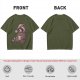 Olive T-Shirt With Raccoon In Santa Hat Holding Mug Print