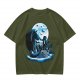 Olive T-Shirt With Dragon Rider Moonlit Fantasy Art Print