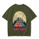 Capybara Camping Tent Full Moon Graphic T-Shirt