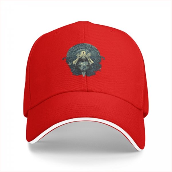 Black baseball cap with mystical occult graphic print