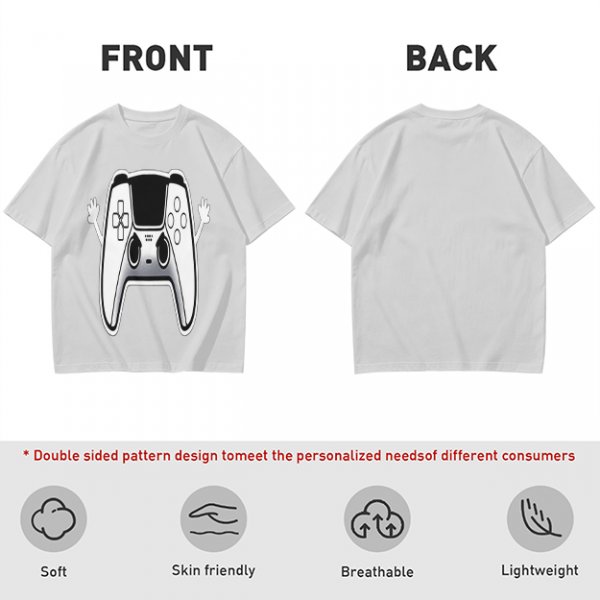 Olive T-Shirt With Cartoon Game Controller Graphic