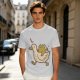 Olive T-Shirt Featuring Frog Riding Duck Holding Knife