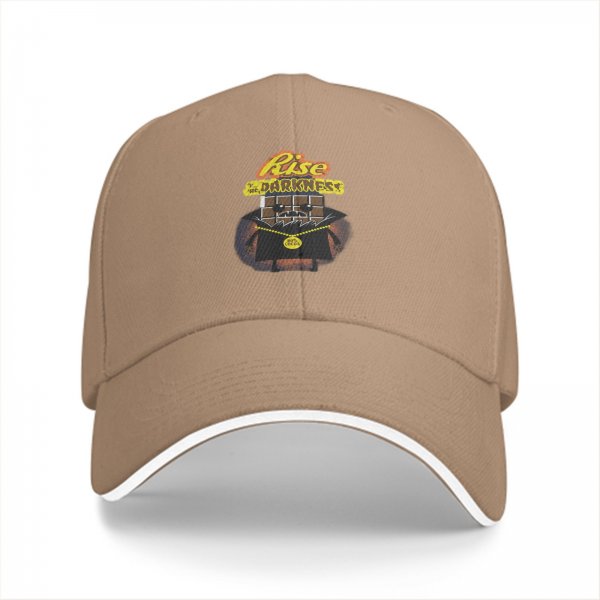 Black baseball cap with Rise Darkness block figure graphic