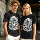 Oni Mask Samurai Floral Graphic Olive T-Shirt