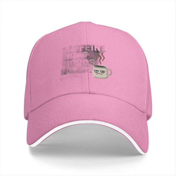 Black baseball cap with grumpy coffee cup graphic design