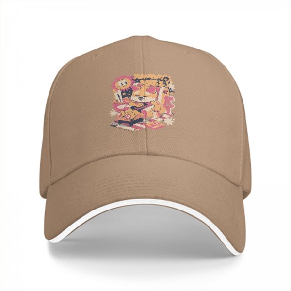 Black Baseball Cap with Relaxed Shiba Inu Summer Vibes Graphic