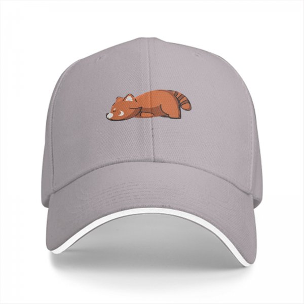 Black baseball cap with a sleeping red panda graphic