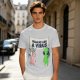 Olive T-shirt with Unicorn and Alien Holding 'Humans Are A Virus' Sign