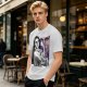 Olive T-shirt with vintage woman flexing arm graphic print