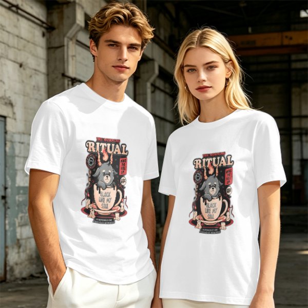 Olive Graphic Tee With Morning Ritual Devil Dog Coffee Print