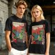 Olive t-shirt with comic print of Hulk and Thor mid-smashed interaction