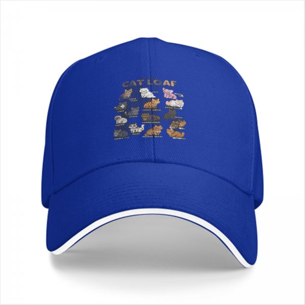 Black Baseball Cap With Cat Loaf Breeds Graphic Print