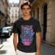 Olive T-Shirt With Neon Blue Dragon Holding Ramen Chopsticks Art