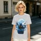 Olive T-Shirt Featuring Dragon Silhouette Under Full Moon