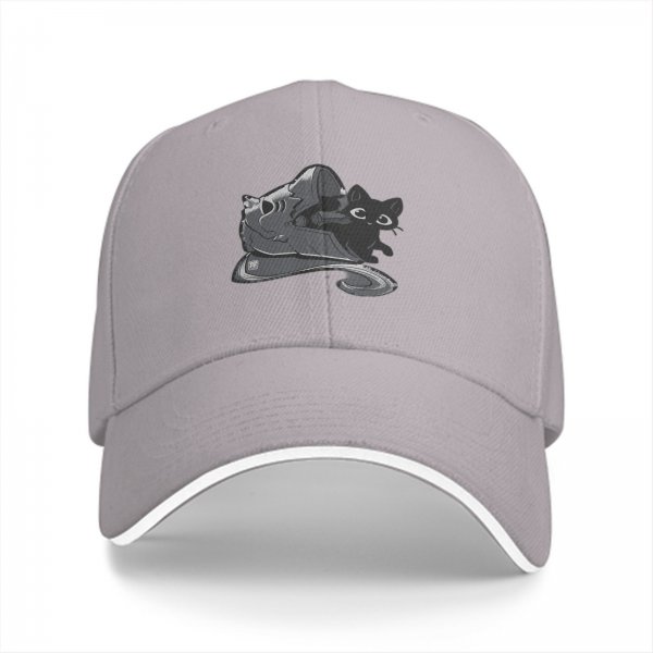 Black Baseball Cap with Black Cat and Wizard Hat Graphic