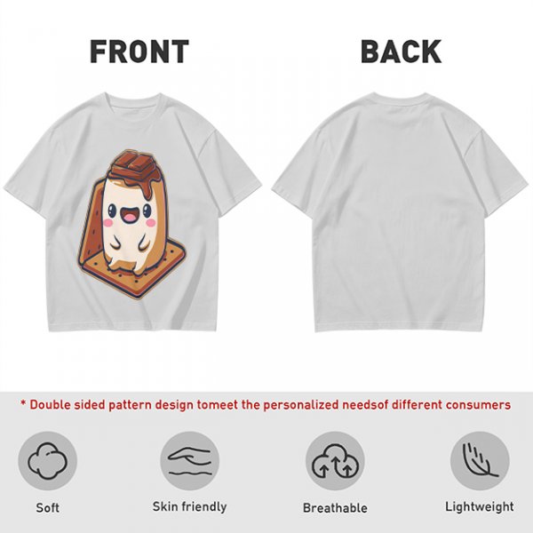 Olive T-Shirt With Cute Smores Character Graphic Print
