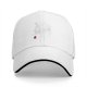 Black Baseball Cap with Small Red Logo and White Brim Trim