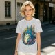 Olive T-Shirt with Whimsical Forest Spirit and Butterfly Print