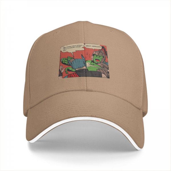 Baseball cap with Thor and Hulk comic panel print