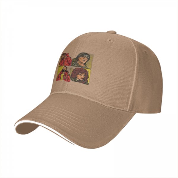 Black Baseball Cap with Four Panel Pop Art Character Print