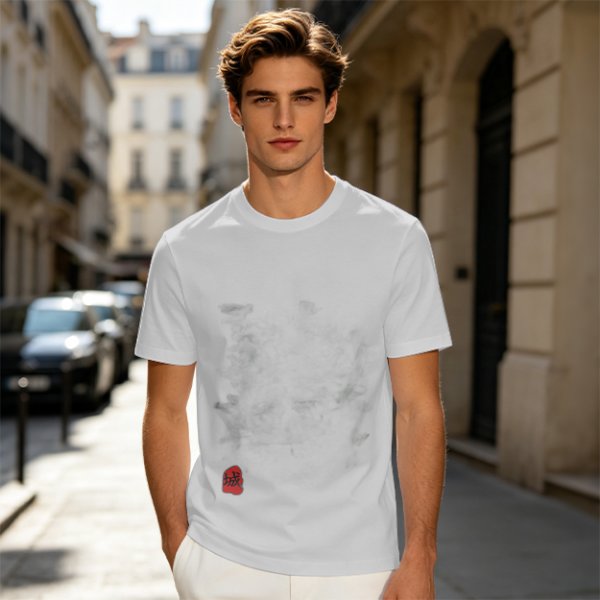 Oversized Olive Green T-Shirt with Red Stamp Detail