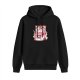 Black hoodie with cute strawberry milk carton cat graphic