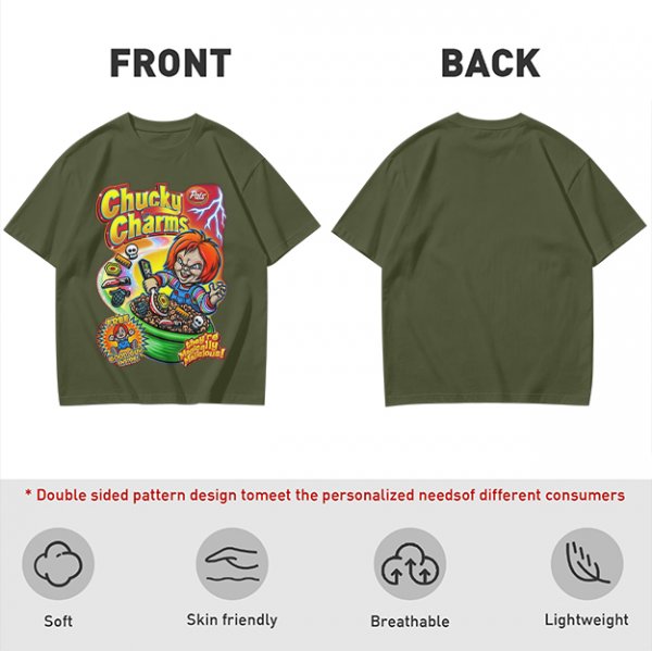 Chucky Charms Horror Cereal Themed Graphic T-Shirt