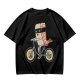 Olive T-Shirt With Sushi Ninja Riding Bicycle Print
