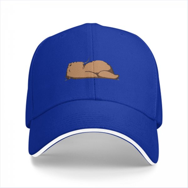 Black Baseball Cap With Sleeping Brown Animal Graphic