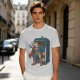 Olive T-shirt with Superman emerging from TARDIS police box graphic