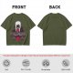 Olive graphic tee with dark fantasy character and tour print