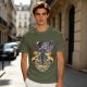 Olive T-shirt with dark fantasy winged warrior graphic print