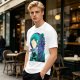 Anime Character Silhouette Wisteria Floral Graphic Olive T-Shirt