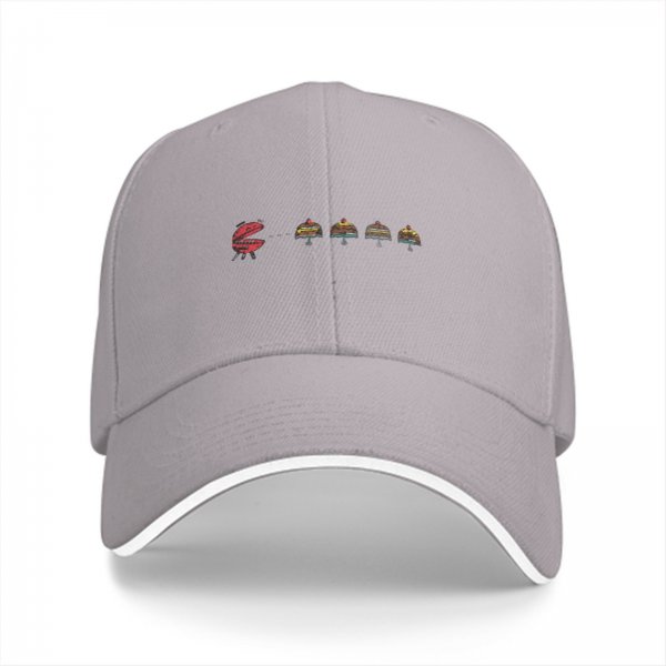 Black Baseball Cap With Grill And Burger Graphic Design