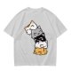 Olive T-Shirt With Stacked Cute Chibi Cats Graphic