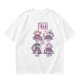Olive green t-shirt with playful Mount Fuji character graphic print