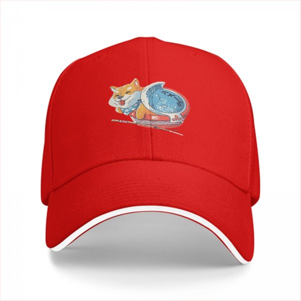 Black Baseball Cap With Cute Shiba Inu Ramen Bowl Graphic