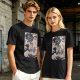 Olive T-Shirt with Japanese Ukiyo-e Dragon and Wave Print