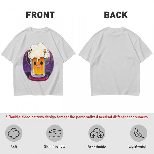 Halloween vampire beer graphic olive green casual t-shirt