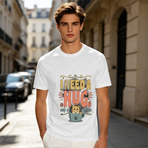 I Need a Huge Cup of Coffee Cat Graphic T-Shirt