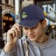 Black Baseball Cap with Cute Alien Eating Ramen Graphic