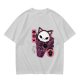 Olive T-Shirt with Skull Cat Ice Cream Graphic Print