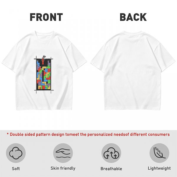 Olive T-Shirt With Tetris Block Character Print