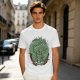 Olive T-shirt with Green Dragon and Samurai Warrior Graphic