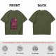 Olive T-Shirt with Purple Sunset Boat Scene Graphic