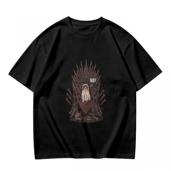 Olive T-shirt with Grumpy Cat on Iron Throne Saying No