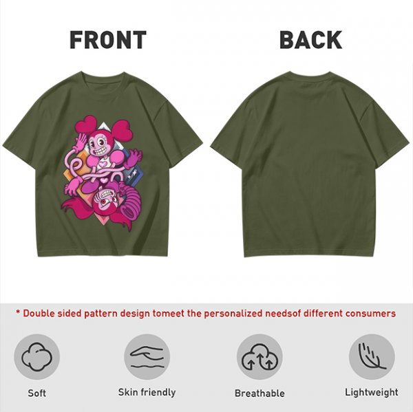 Olive T-shirt with Spinel Character Graphic Print