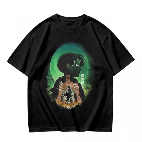 Attack on Titan layered silhouette graphic olive t-shirt