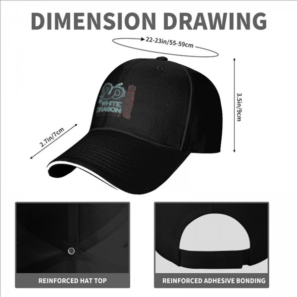 Black baseball cap with White Dragon neon style graphic print
