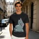 Olive T-Shirt With Embarrassed Gray Cat Graphic Print